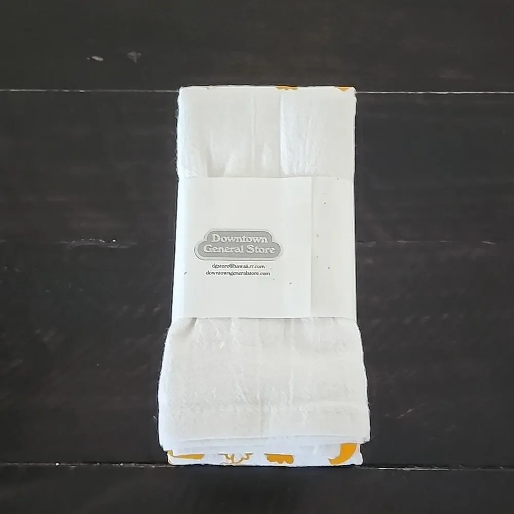 HAWAII The Lei Flour Sack Towel Downtown General Store Square Mustard Yellow